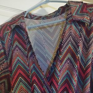 Chevron print faux wrap dress